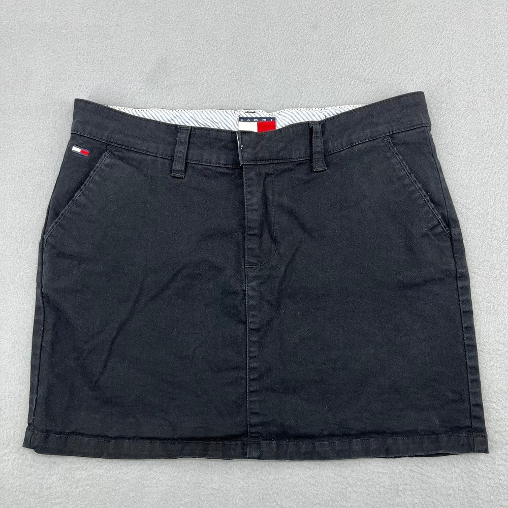 Tommy Hilfiger Jeans Womens Black Cotton Stretch Mini Chino Skirt Juniors Size 5
